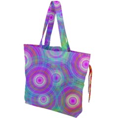 Circle Colorful Pattern Background Drawstring Tote Bag by HermanTelo