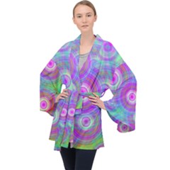 Circle Colorful Pattern Background Velvet Kimono Robe