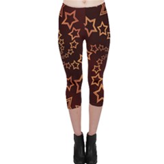 Gold Stars Spiral Chic Capri Leggings 