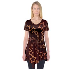 Gold Stars Spiral Chic Short Sleeve Tunic 