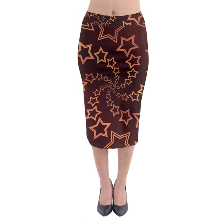 Gold Stars Spiral Chic Midi Pencil Skirt