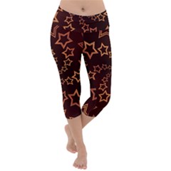 Gold Stars Spiral Chic Lightweight Velour Capri Yoga Leggings