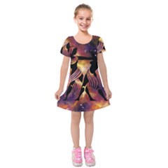 Zodiac Horoscope Astrology Kids  Short Sleeve Velvet Dress