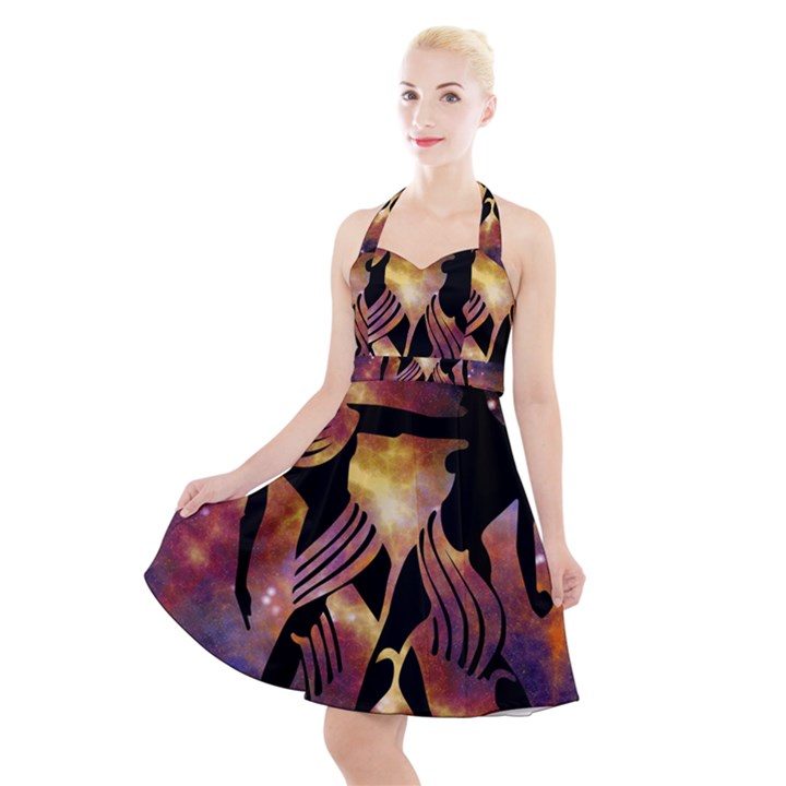 Zodiac Horoscope Astrology Halter Party Swing Dress 