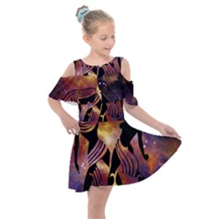 Zodiac Horoscope Astrology Kids  Shoulder Cutout Chiffon Dress by HermanTelo