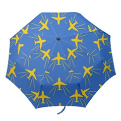 Aircraft Texture Blue Yellow Folding Umbrellas by HermanTelo