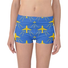 Aircraft Texture Blue Yellow Boyleg Bikini Bottoms