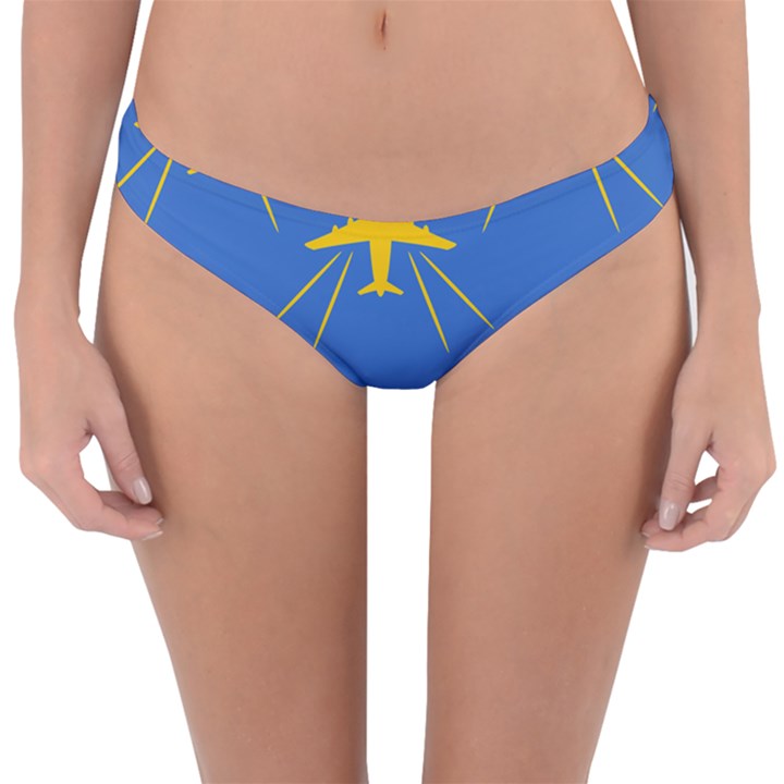 Aircraft Texture Blue Yellow Reversible Hipster Bikini Bottoms