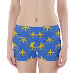 Aircraft Texture Blue Yellow Boyleg Bikini Wrap Bottoms