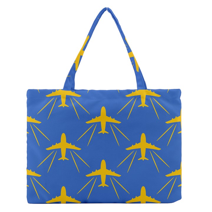 Aircraft Texture Blue Yellow Zipper Medium Tote Bag