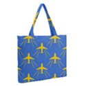 Aircraft Texture Blue Yellow Zipper Medium Tote Bag View2