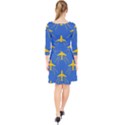 Aircraft Texture Blue Yellow Quarter Sleeve Front Wrap Dress View2