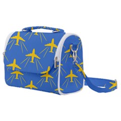 Aircraft Texture Blue Yellow Satchel Shoulder Bag by HermanTelo