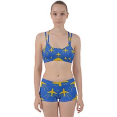 Aircraft Texture Blue Yellow Perfect Fit Gym Set by HermanTelo