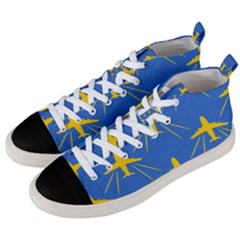 Aircraft Texture Blue Yellow Men s Mid-top Canvas Sneakers