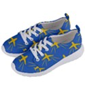 Aircraft Texture Blue Yellow Women s Lightweight Sports Shoes View2