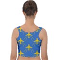 Aircraft Texture Blue Yellow Velvet Crop Top View2