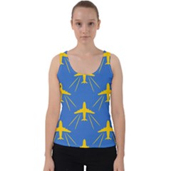 Aircraft Texture Blue Yellow Velvet Tank Top by HermanTelo