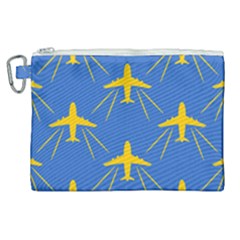 Aircraft Texture Blue Yellow Canvas Cosmetic Bag (xl) by HermanTelo