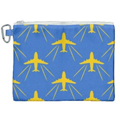 Aircraft Texture Blue Yellow Canvas Cosmetic Bag (xxl) by HermanTelo