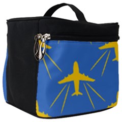 Aircraft Texture Blue Yellow Make Up Travel Bag (big)