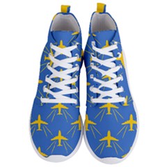 Aircraft Texture Blue Yellow Men s Lightweight High Top Sneakers