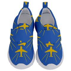 Aircraft Texture Blue Yellow Kids  Velcro No Lace Shoes