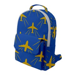 Aircraft Texture Blue Yellow Flap Pocket Backpack (large)