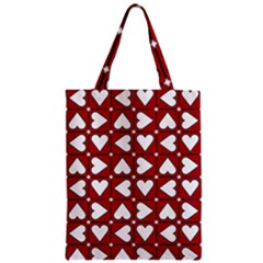 Graphic Heart Pattern Red White Zipper Classic Tote Bag