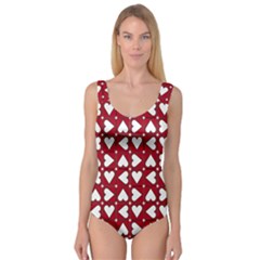 Graphic Heart Pattern Red White Princess Tank Leotard  by HermanTelo