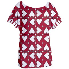 Graphic Heart Pattern Red White Women s Oversized Tee by HermanTelo