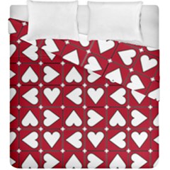 Graphic Heart Pattern Red White Duvet Cover Double Side (king Size)