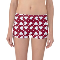 Graphic Heart Pattern Red White Reversible Boyleg Bikini Bottoms