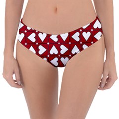 Graphic Heart Pattern Red White Reversible Classic Bikini Bottoms