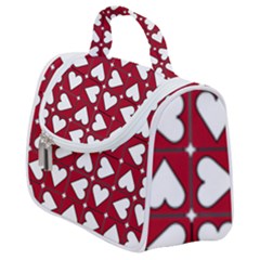 Graphic Heart Pattern Red White Satchel Handbag