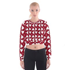 Graphic Heart Pattern Red White Cropped Sweatshirt