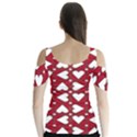 Graphic Heart Pattern Red White Butterfly Sleeve Cutout Tee  View2