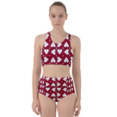 Graphic Heart Pattern Red White Racer Back Bikini Set by HermanTelo