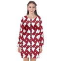 Graphic Heart Pattern Red White Long Sleeve Chiffon Shift Dress  View1