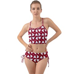 Graphic Heart Pattern Red White Mini Tank Bikini Set