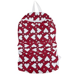 Graphic Heart Pattern Red White Foldable Lightweight Backpack