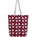 Graphic Heart Pattern Red White Full Print Rope Handle Tote (Small) View2