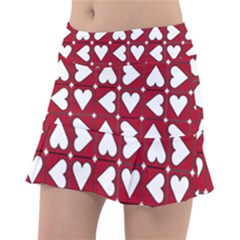 Graphic Heart Pattern Red White Tennis Skirt