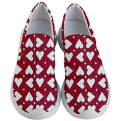 Graphic Heart Pattern Red White Women s Lightweight Slip Ons by HermanTelo