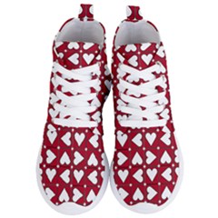 Graphic Heart Pattern Red White Women s Lightweight High Top Sneakers