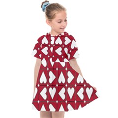 Graphic Heart Pattern Red White Kids  Sailor Dress