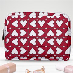 Graphic Heart Pattern Red White Make Up Pouch (medium)