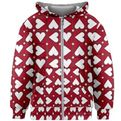 Graphic Heart Pattern Red White Kids  Zipper Hoodie Without Drawstring