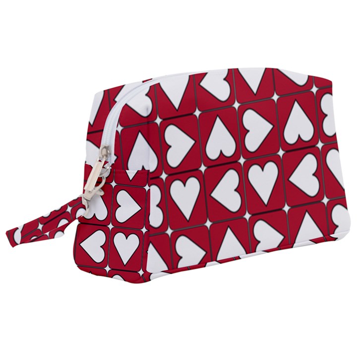 Graphic Heart Pattern Red White Wristlet Pouch Bag (Large)