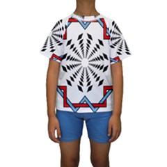 Star Illusion Mandala Kids  Short Sleeve Swimwear